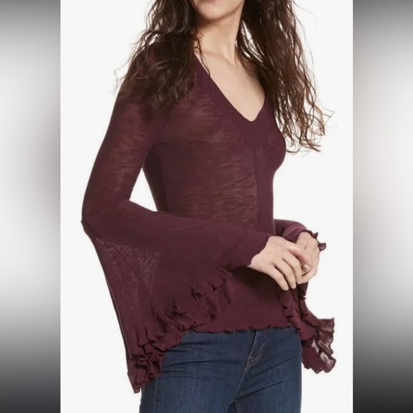NWT Free People Free People Soo Dramatic Long Sleeve Top Plum Size M NEW - Picture 11 of 13